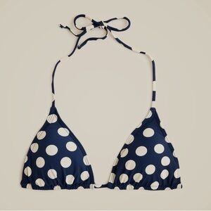J. Crew Navy and White Polka Dot Triangle Bikini Top